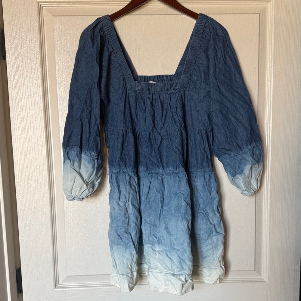 Luxology Blue Denim Ombre Long Sleeve Dress